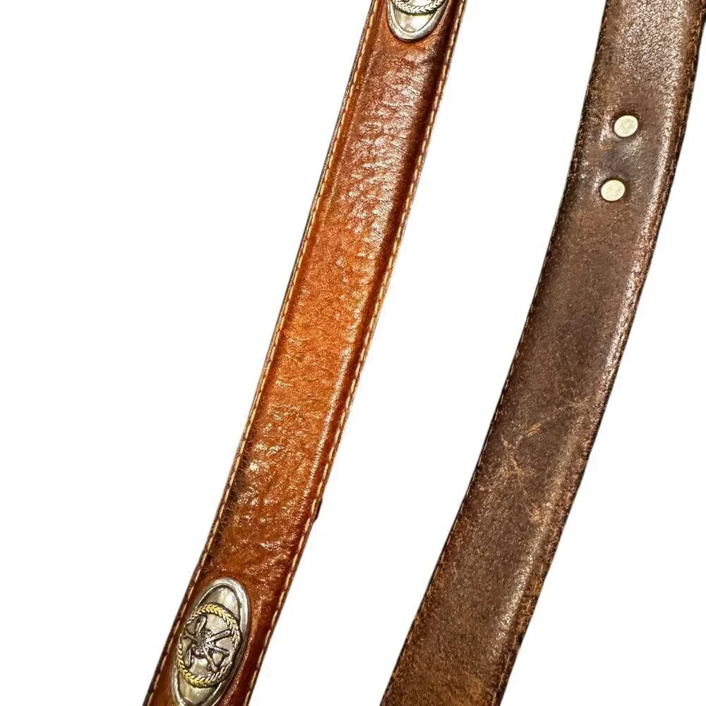Vintage Fossil Belt – Italian Full Grain Leather w/ Golf Medallions – Size 38